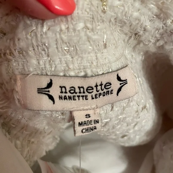 Nanette Lepore Cream & Gold Boucle Tweed Blazer NWT Sz Small - Picture 8 of 15